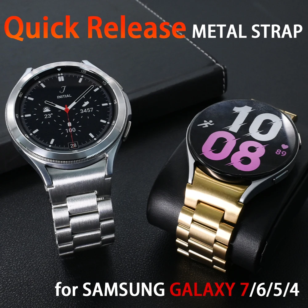 Correa Syeel inoxidable de liberación rápida sin huecos para Samsung Galaxy Watch 7, Correa de negocios de 44mm y 40mm para bandas GALXY 6/5/4 40mm