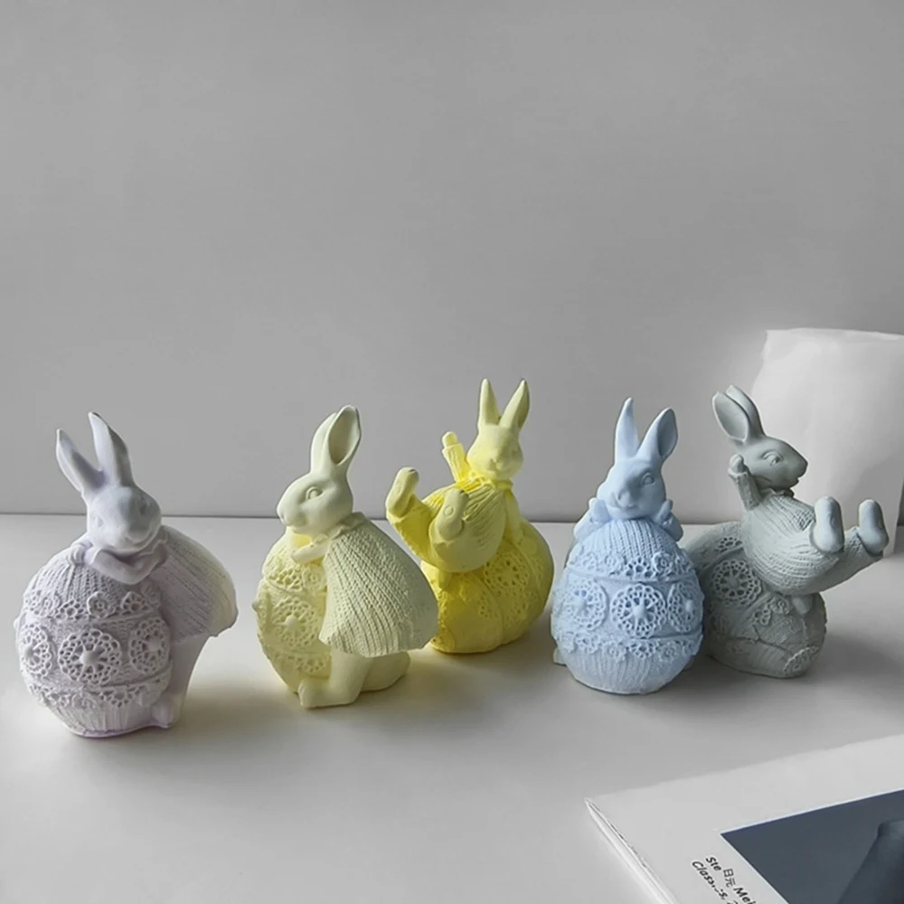 3D Rabbit Candle Silicone Mold DIY Easter Egg Rabbit Handmade Silicone Mold Scented Making Tools 3D DIY Handmade Fragrance