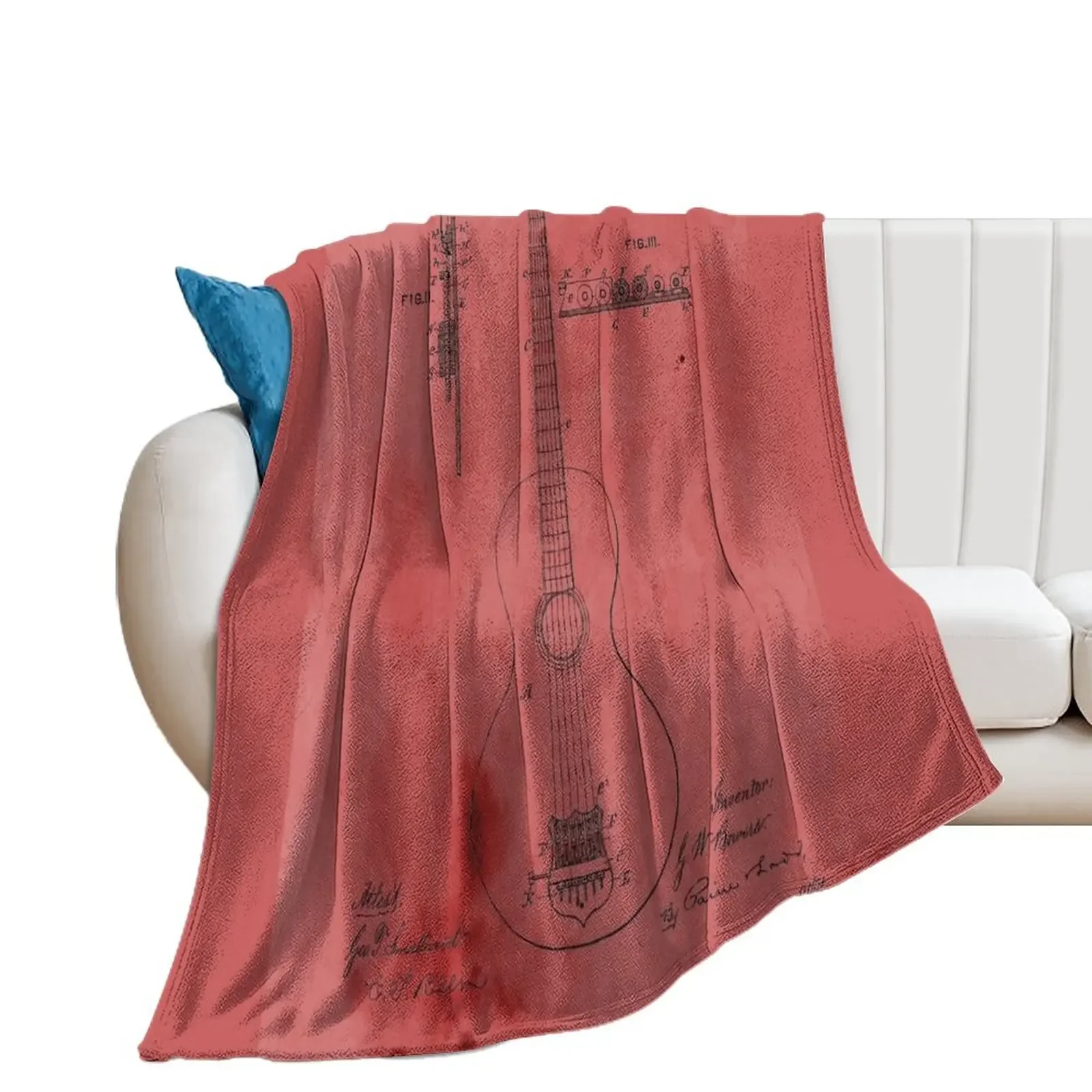 

Vintage Rose Guitar Patent Throw Blanket Blankets For Sofas Extra Large Throw Blankets