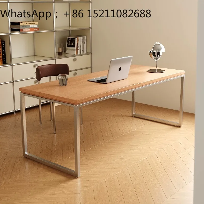 SCY Solid Wood Desk with Outlet, Computer Desk, Mobile Home Writing Desk, Bedroom Study Workbench