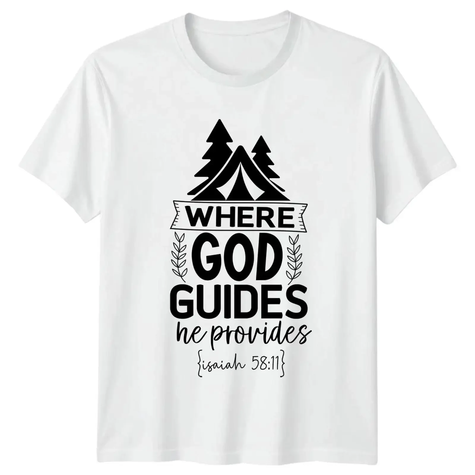 Wo Gott führt er zur Verfügung stellt T Shirt christlich Camping Glaube Geschenk für ihn vintage Washed graphic homme