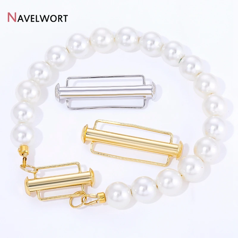 18K Gold Plated Brass Metal Multi-Strand Tube Connector Charms Slide Tube Connector Clasps For Bracelet Necklace Making Supplies