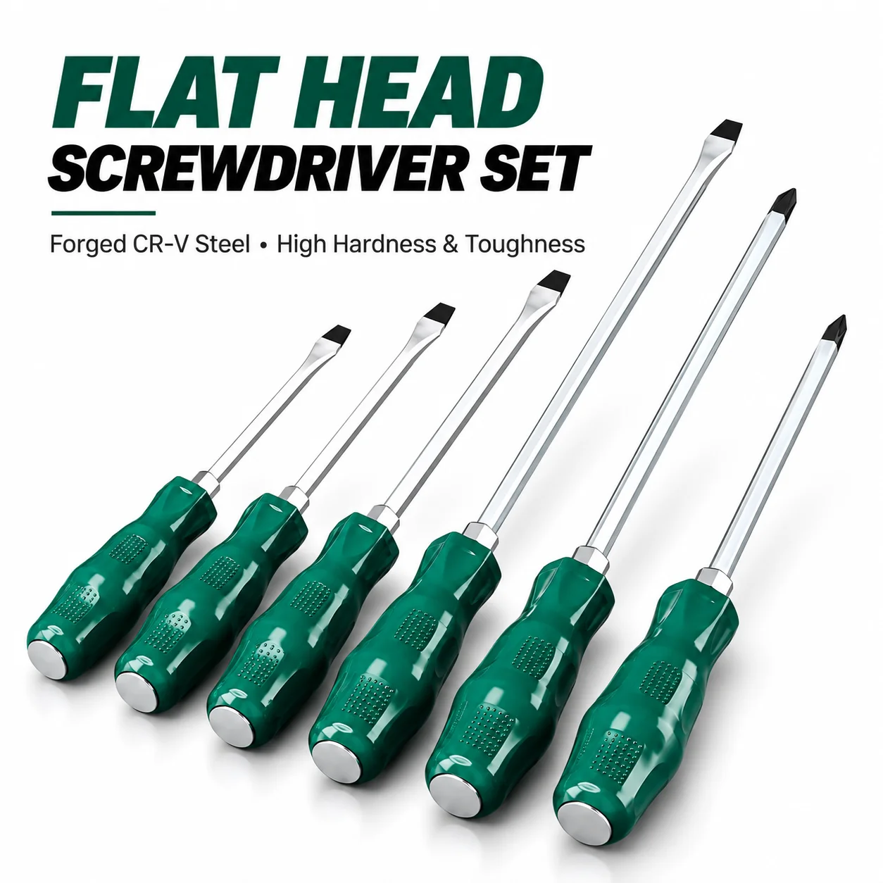 Chrome Vanadium Steel Cross Flat Head Magnetic Screwdriver Buffer Grip Suitable for Cars, Motorcycles, and DIY Repair Tools