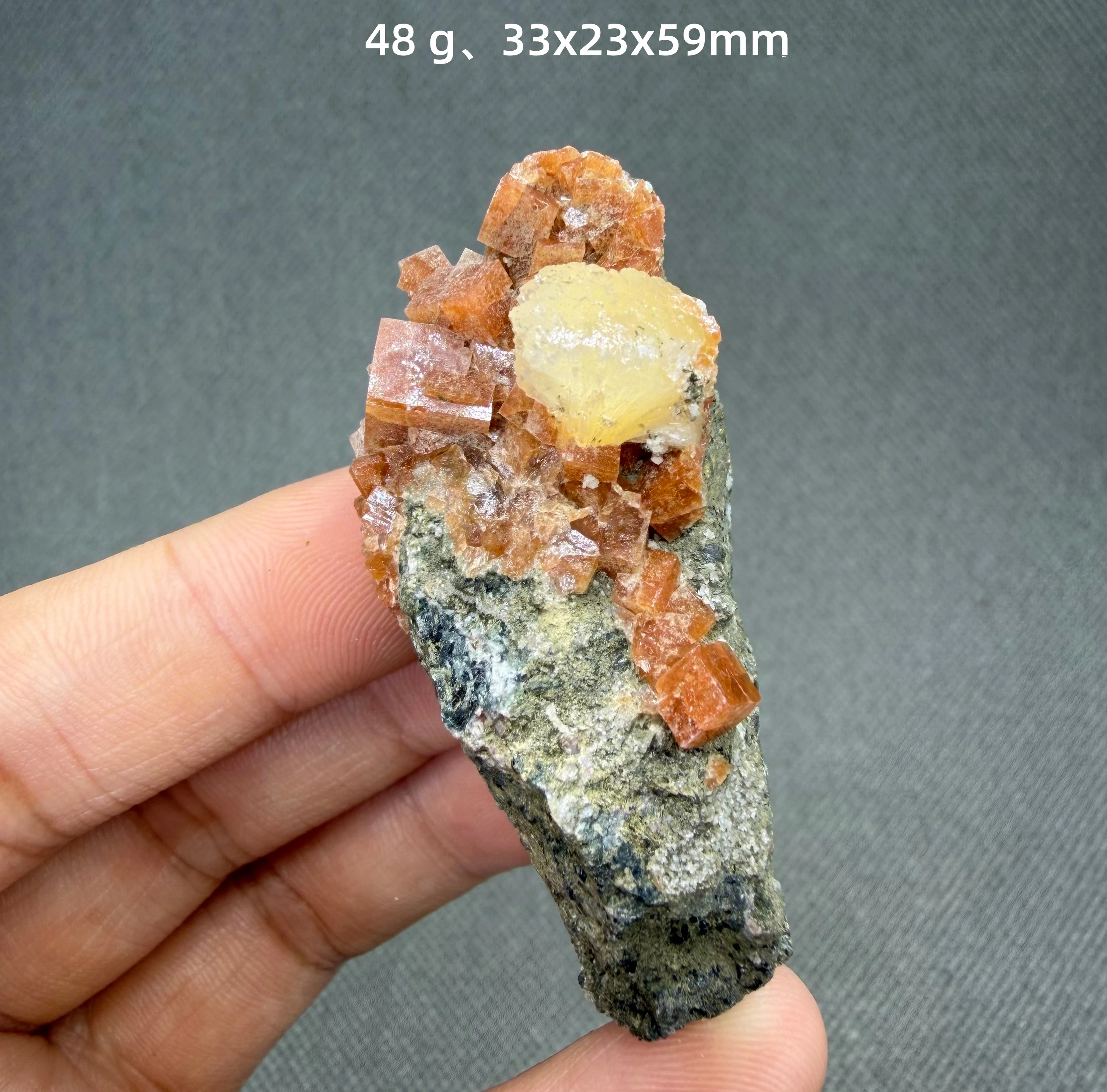 Natural Morocco Orange zeolite Mineral Specimen + healing quartz crystals and stones rock gemstone