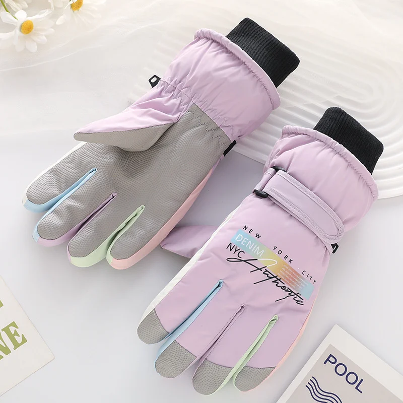 Women Winter Gloves Touch Screen Supported Cold Resistant Water Resistant Thickened Fleece Lined for Outdoor Skiing Cycling