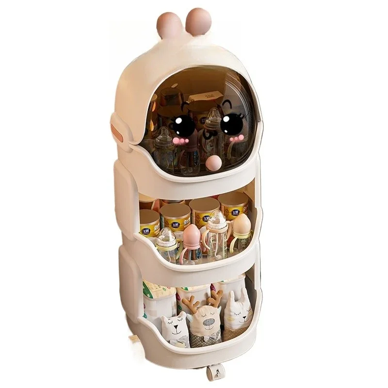 Large capacity multi-layer cartoon cute stroller storage rack household baby products snacks tableware storage bedside table for