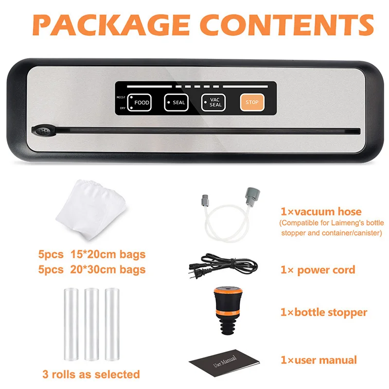 LAIMENG Vacuum Food Sealer sous vide Packaging Machine For Kitchen Storage Vacuum sealed foil Food Packer Vacuum Bags S279