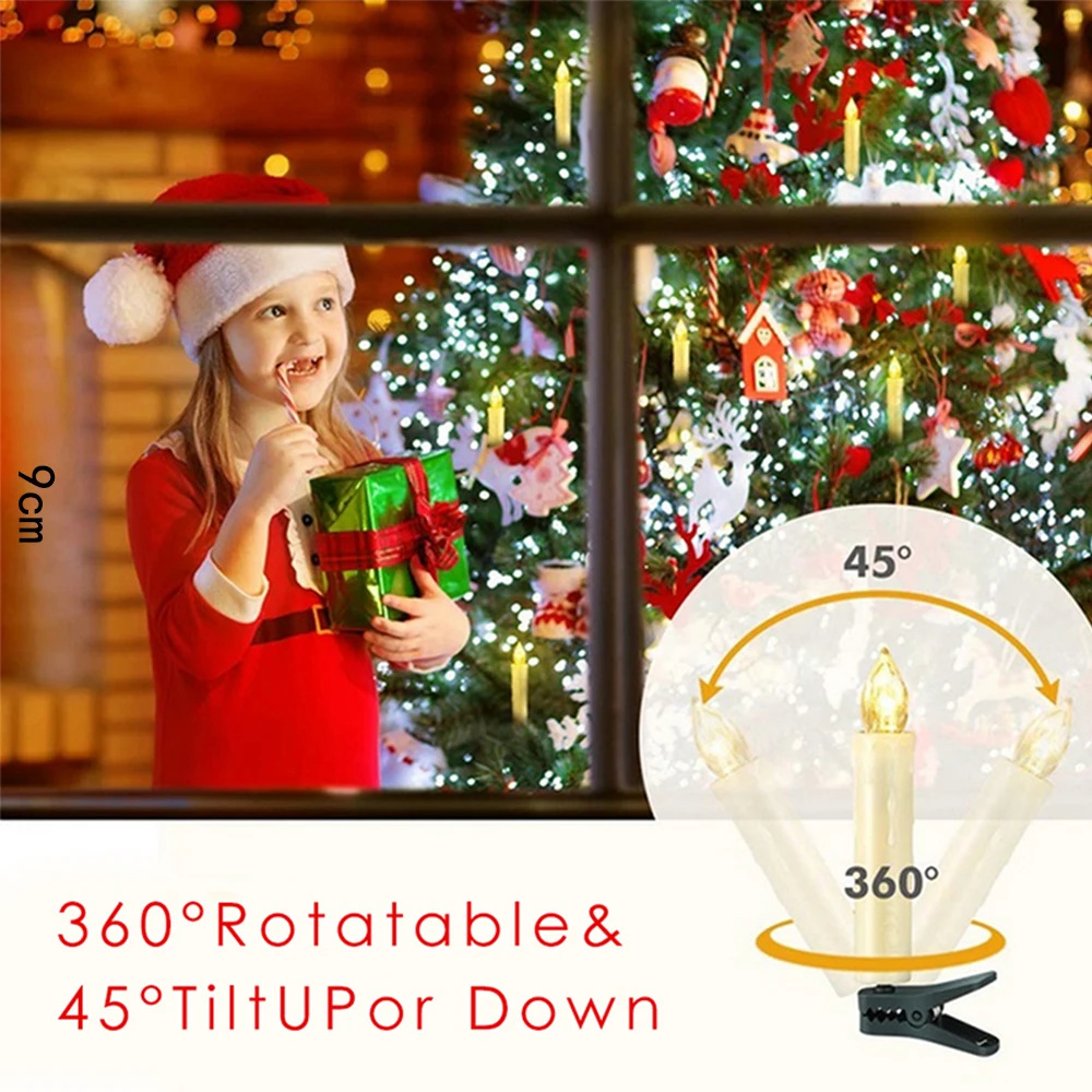 LED Electronic Christmas Candle Light with Timer, Remote Battery Operate, Waterproof Fake Candles, Valentine's Day Decoration