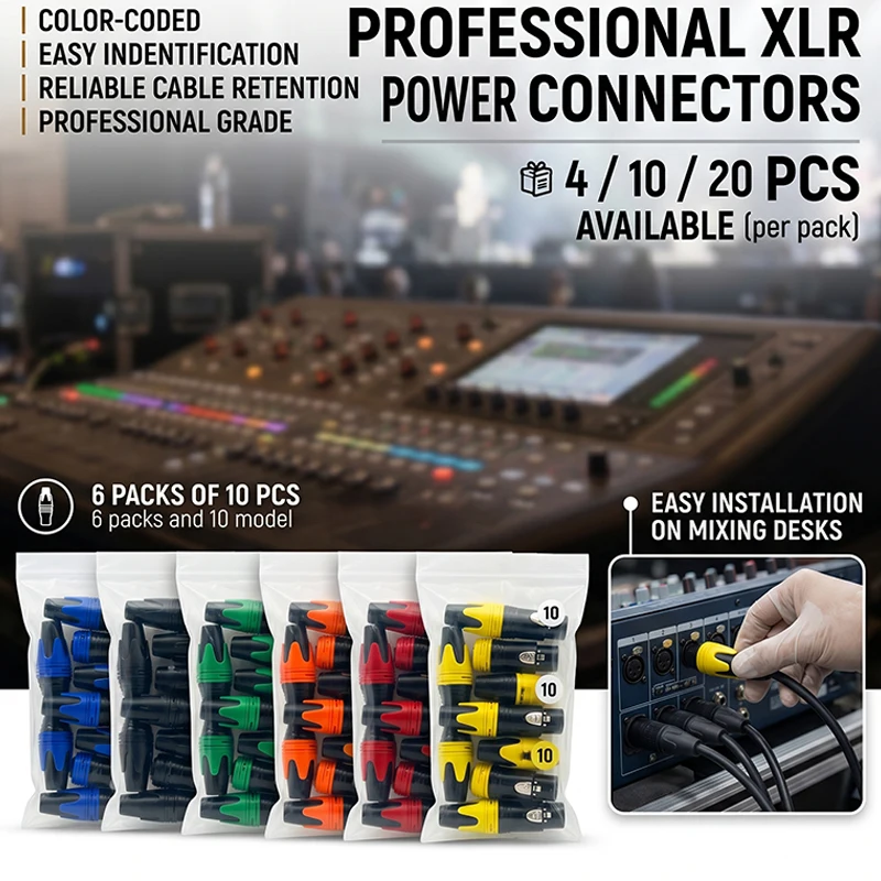 4/10/20PCS 3-Pin XLR Male to Female Adapter, Balanced Audio Connector for Microphone, Mixer, Speaker, Studio Sound Equipment