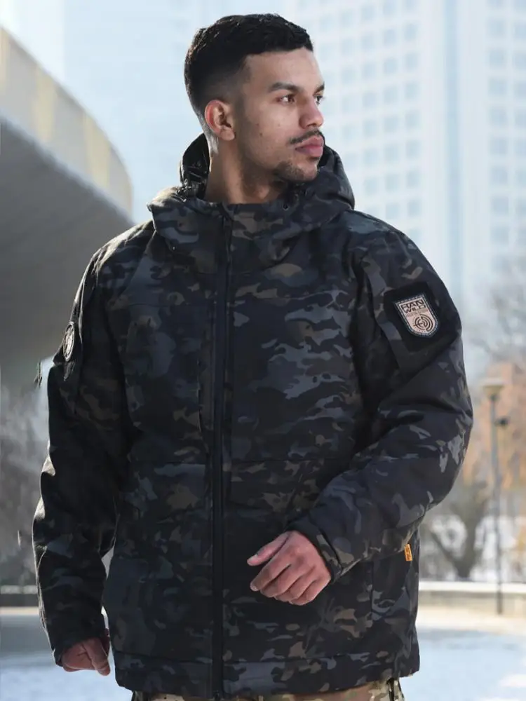 Men's Thermal Reflective Camo Tactical Cotton Suit Winter Outdoor Warm Combat Training Jacket Pants Set​