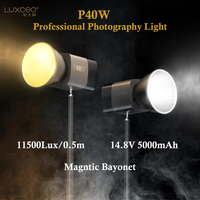 LUXCEO LED Video Light 40W Bi-Color COB Photographic Studio Light 2500K-6500K 5000mAh for Live Streaming Commercial Photography