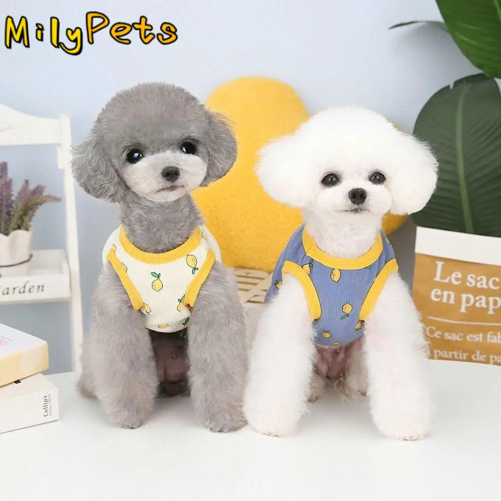 

Pet Clothing Lemon Pattern Dog Clothes Soft Fashion Pet Shirt Breathable Sleeveless Pet T-shirt Summer