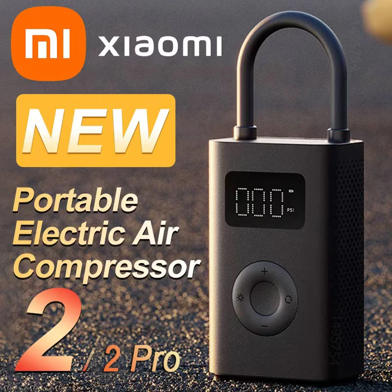 Xiaomi Mijia Air Pump 2/2 Pro 25%Speed Boost Mini Portable Electric Air Compressor Treasure 150PSI Type-C LED Multitool Inflator