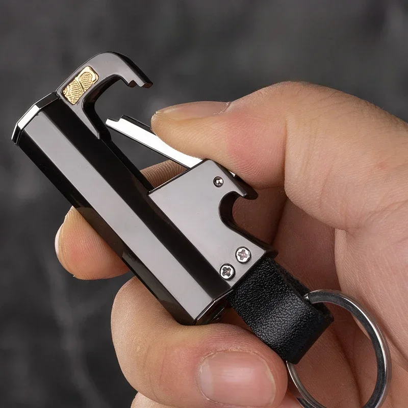 Blow-and-blow Cigarette Lighter, Multifunctional Creative with Keychain That Can Open Beer, Rechargeable Lighter, Metal Lighter