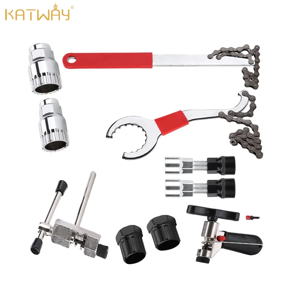 

KATWAY Bike Flywheel Removal Chain Breaker Cutter Crank Puller Wrench Cassette Bracket Extractor Bicycle Repair Kits HH-AA508