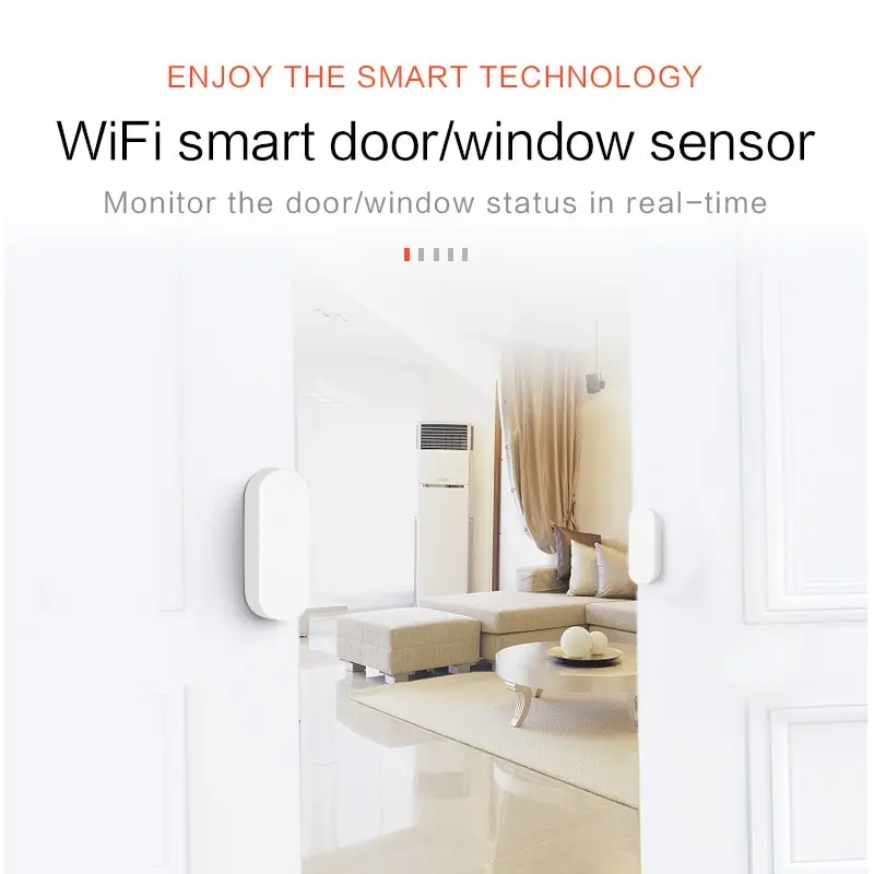 Tuya Smart WiFi Sensor de puerta Detector de cierre abierto Smartlife App Control Notificación Compatible con Alexa Google Home