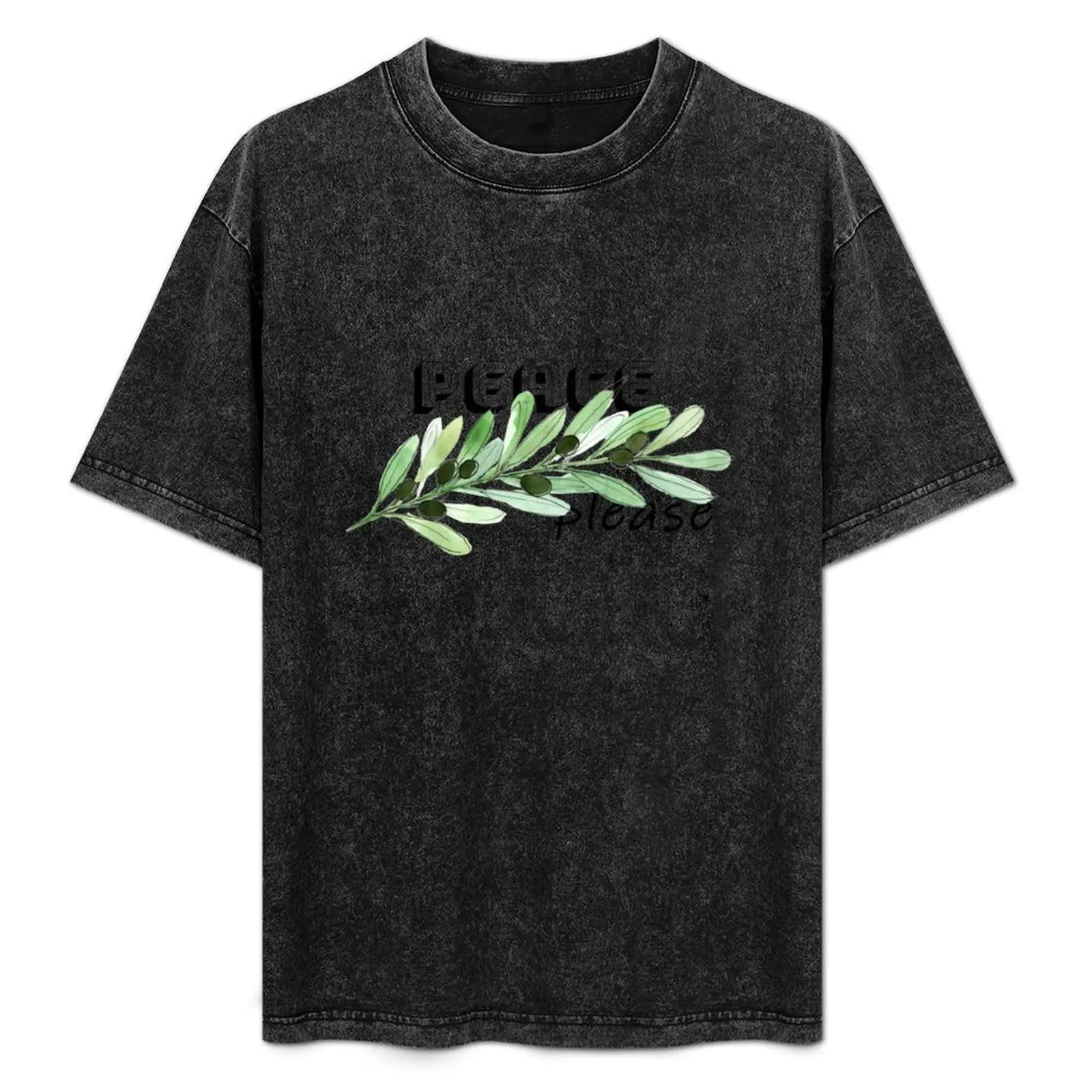 

Peace please T-Shirt Simple Solid Color Crew Neck Tee