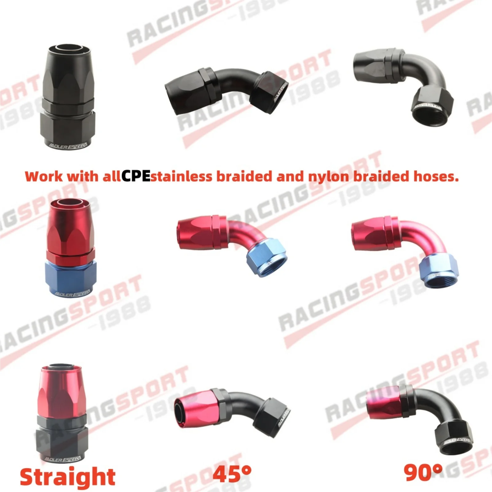 الألومنيوم تركيبات محول النفط الوقود قابلة لإعادة الاستخدام تركيب خرطوم نهاية 0/45/90/180 درجة AN16 16AN الوقود/خرطوم دوار #1