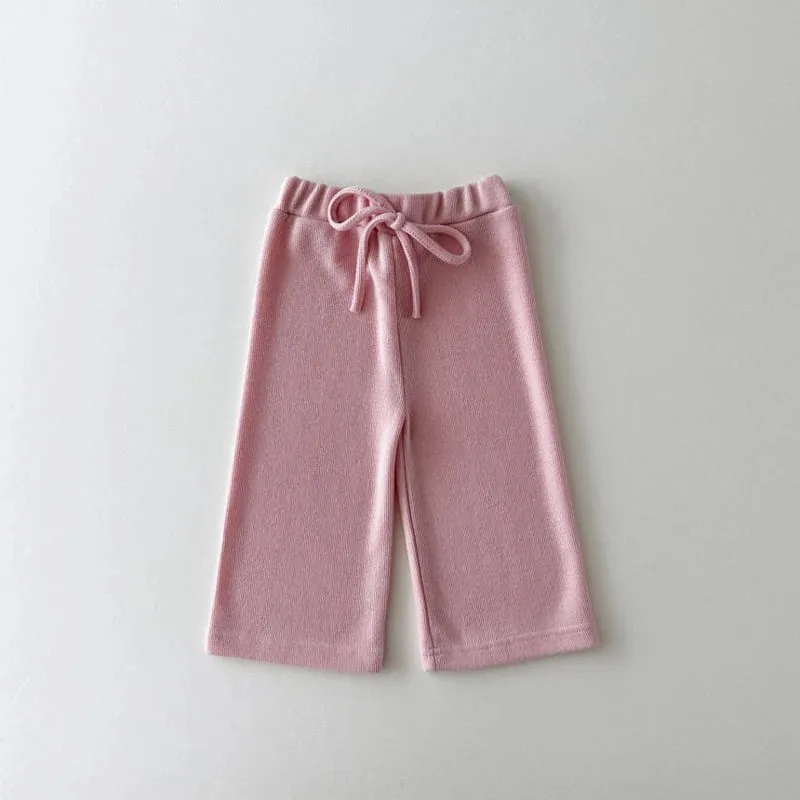 2024 Autumn New Baby Girl Wide Leg Pants Solid Children Casual Pants Cotton Girls Elastic Pants Infant Trousers Toddler Clothes