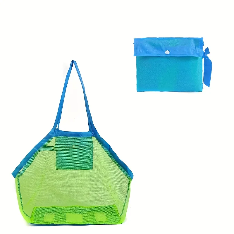 1pc Large Mesh Beach Tote Bag Foldable Quick-Dry Lightweight Durable Nylon with Fixed Shoulder Straps for Travel Camping Beach view 3