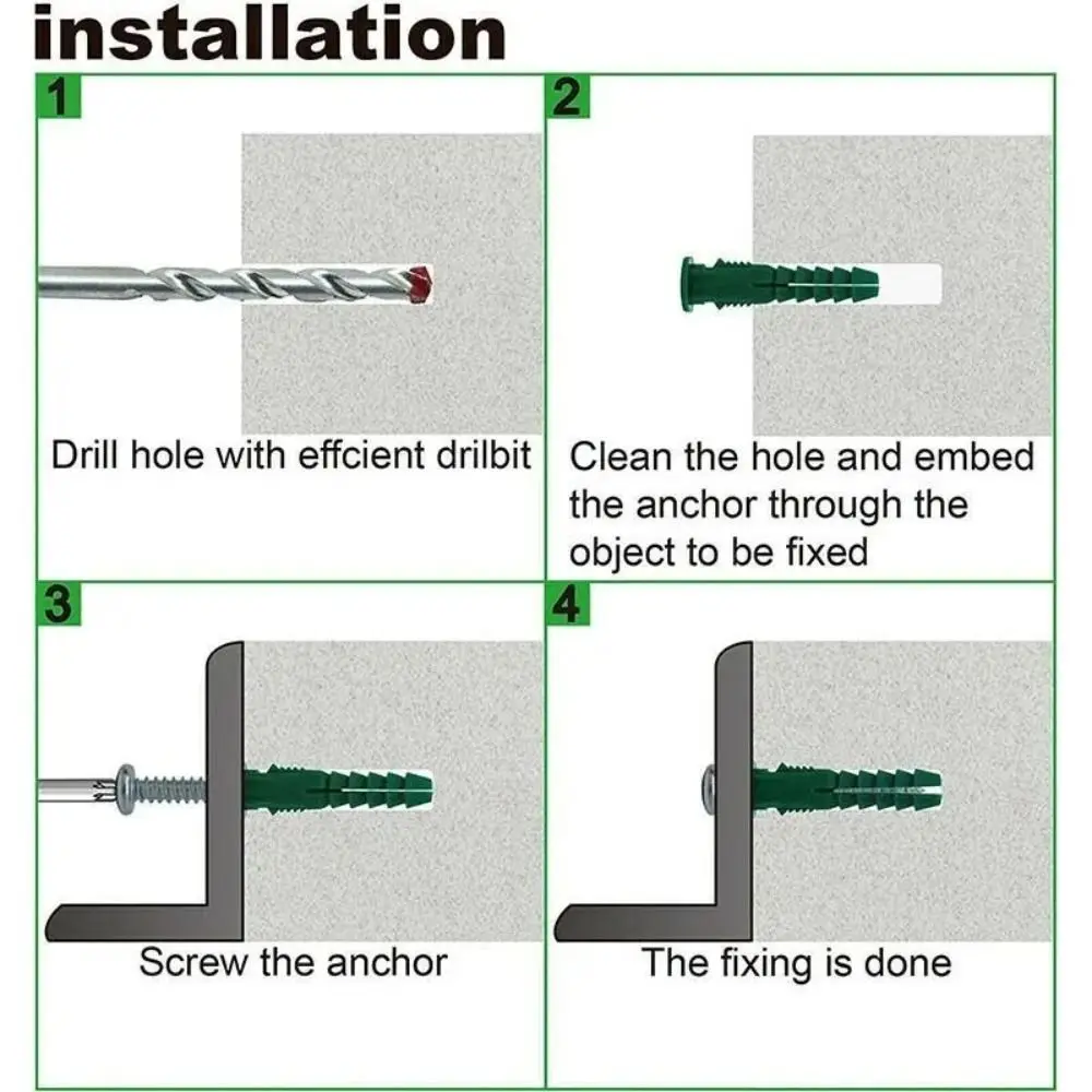 Plastic Material Wall Anchors Stable Hardness Strong Grip Force Expansion Plug Durable Construction Smooth Cutting