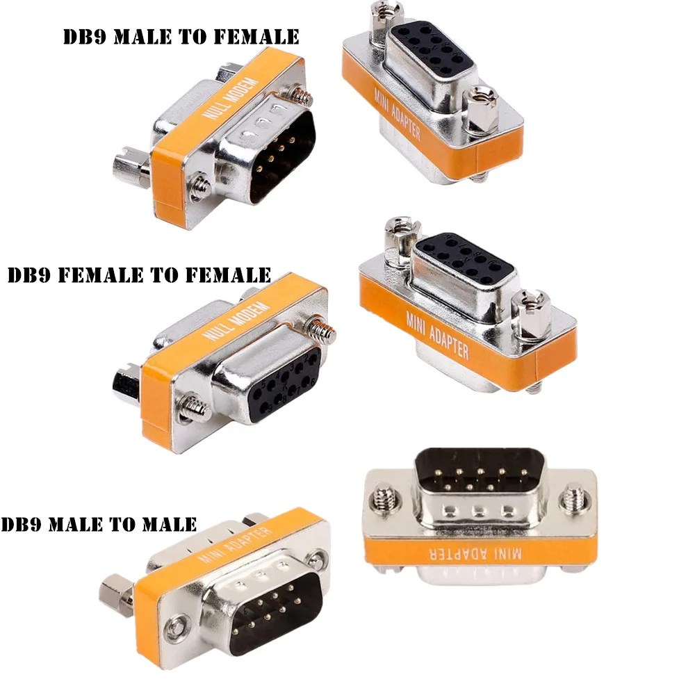 RS232 Port Seri Lintas DB9 Laki-laki Ke Perempuan/Perempuan Ke Perempuan/Laki-laki Ke Laki-laki Konversi Port Seri Kepala Port COM Ke Konektor