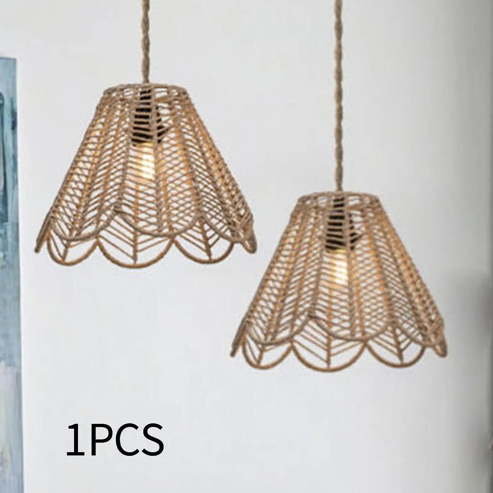 

Paper Rope Lamp Shade,Boho Pendant Light Shade,Retro Handwoven Ceiling Fan Light Cover for Living Room,Cafe,Home,Restaurant