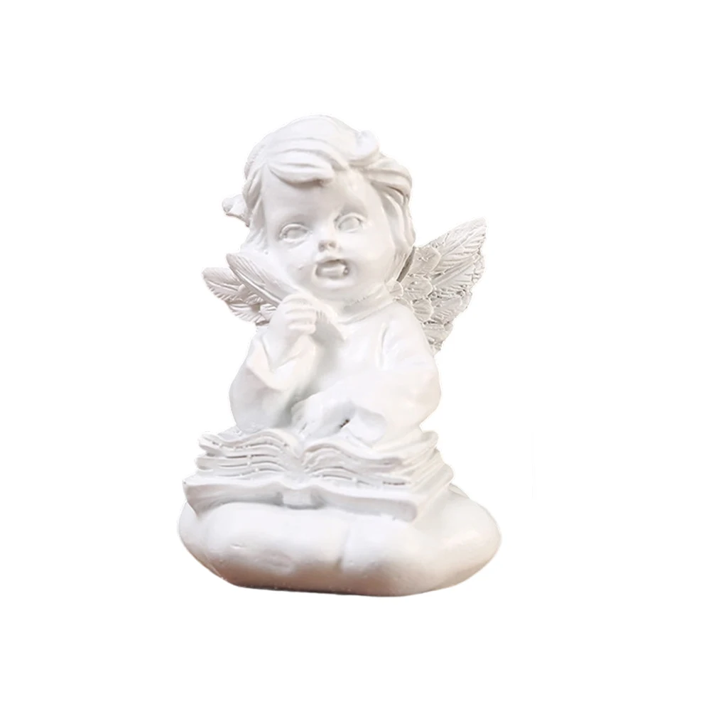 Nordic Style Retro Angel Ornament Featuring White Girl Figure Crafted from Plaster for Long-lasting Home Display