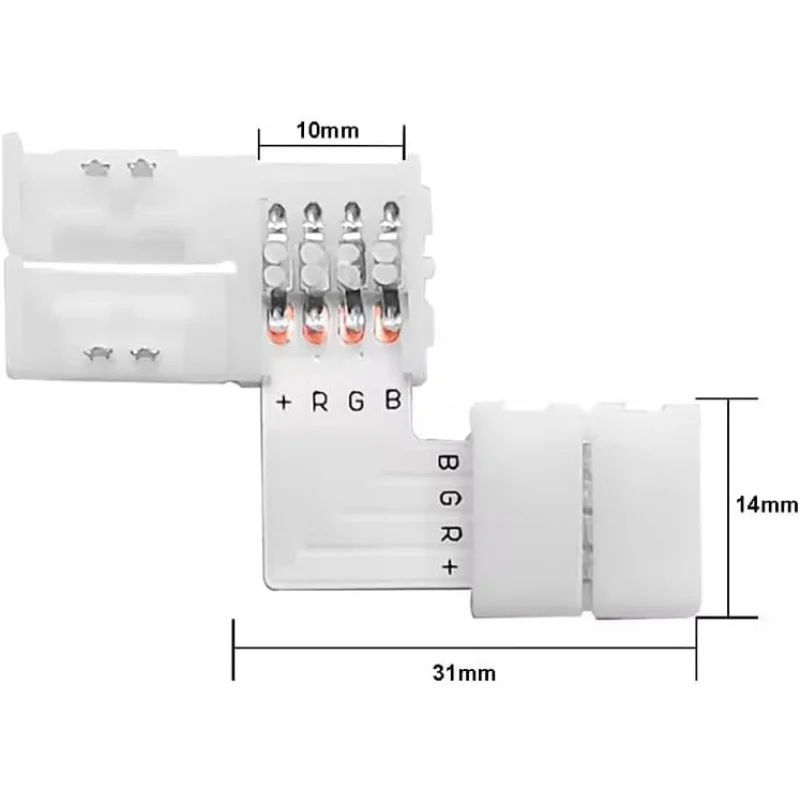 موصل LED، 10 قطع L-Boards 20 قطعة مشابك توصيل 4 سنون، مناسبة 4 دبابيس متعددة 10 مم أضواء شريط LED #2
