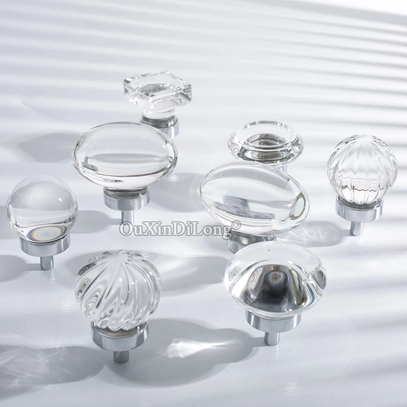Elegant Luxury 10PCS Crystal Brass Base Furniture Pulls Handles Drawer Knobs Cupboard Wardrobe Shoe TV Wine Cabinet Pulls Knobs