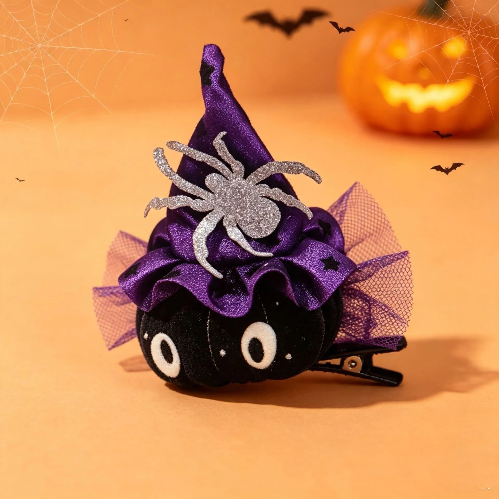 Hair Clip Girls Halloween Pumpkin Bat Spider Witch Hat Cute Party Performance Premium   Girl Hair Accessoires