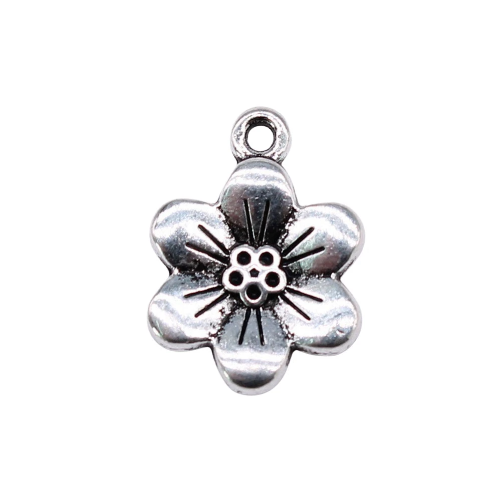 Couple Pendants Flowers Charms Jewellery Making Supplies 18x13mm 20pcs