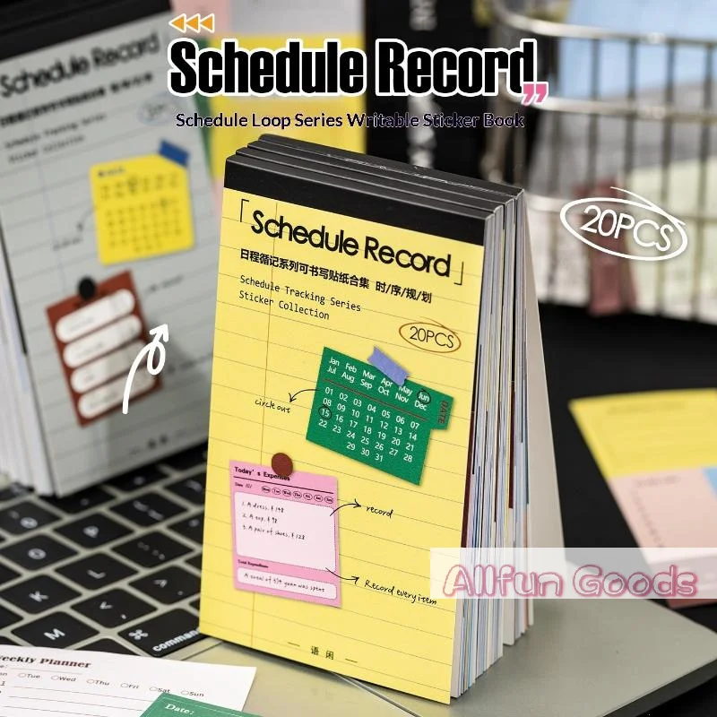 [TG835]20 Multifunctional Daily Plan Stickers, Thick Paper, Schedule Recording, Tracker Stickers, Study And Office Supplies