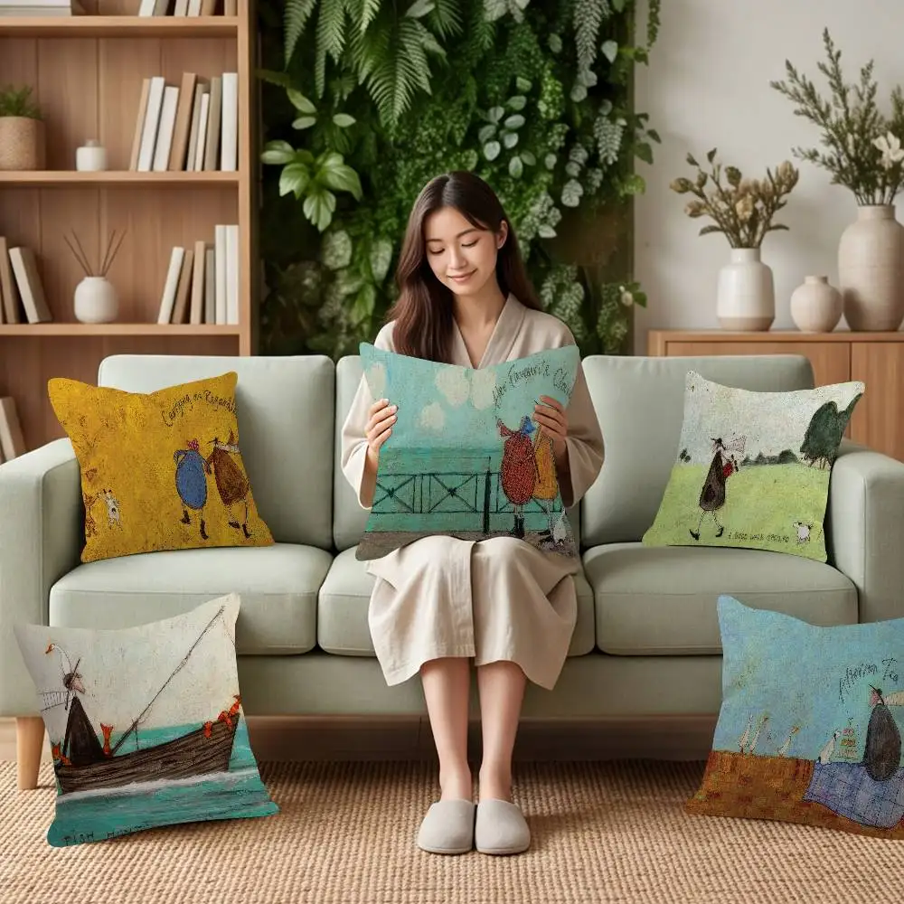 S-Sam Toft Retro Nostalgia Pillow Cover Soft Decor Throw Pillow Case 45x45cm Couch Home Decor for Living Room Sofa Party Gift
