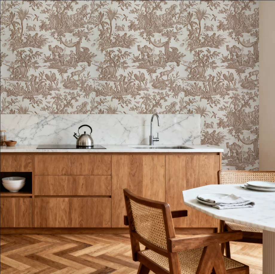 Customized Size Mural Vintage Jungle Characters Camel Elephant Horse Swan Wallpaper Living Room, Bedroom, Dining Area murals