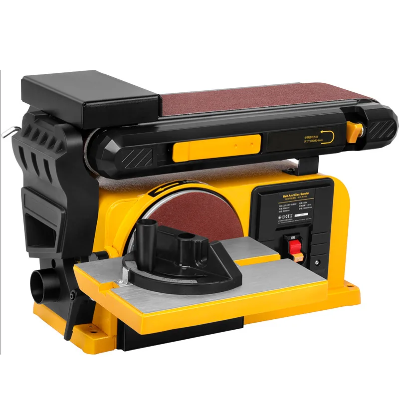 Abrasive Belt Sanding Machine Woodworking High-Power Electric 220V Sandpaper Polishing Machine 0-45° Angle Adjustable