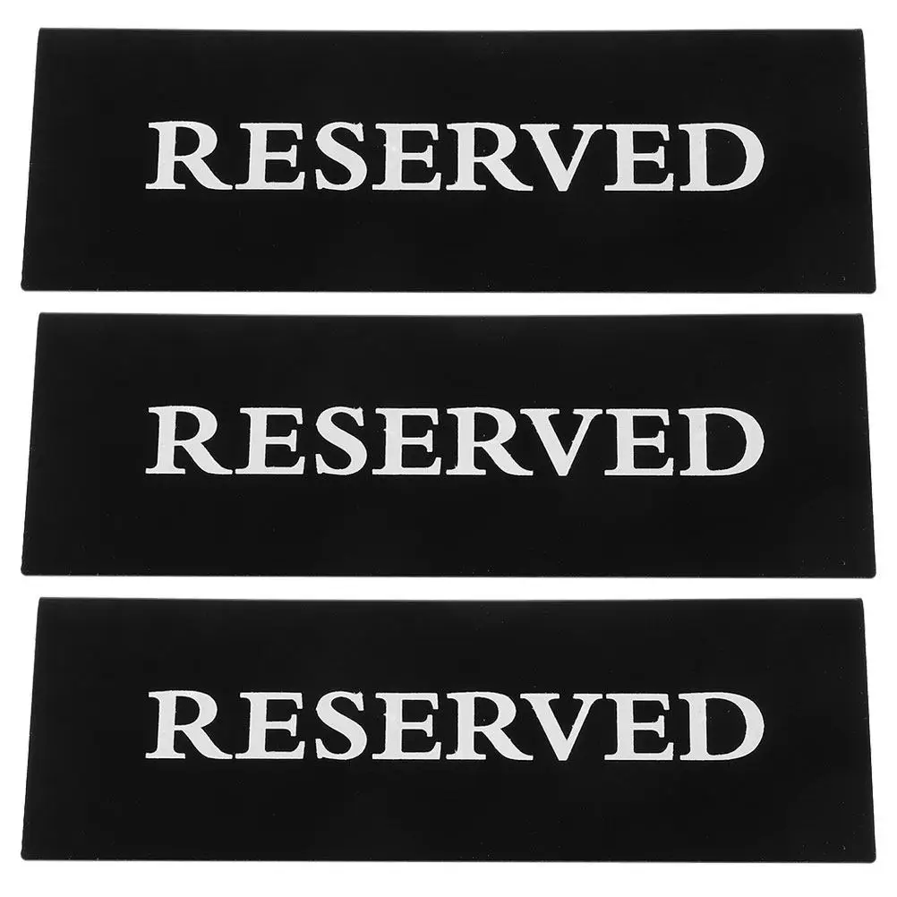 

3Pcs Acrylic Table Tent Reserved Signs Black V Shaped for Restaurants Weddings Hotels Clear Seat Reservation Notification