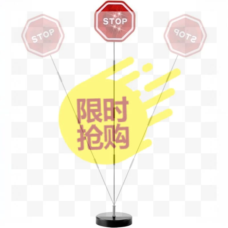 【CMO】Garage Parking Stop Sign With Flashing LED Indicator Adjustable Height Fits All Home Garages All Vehicles