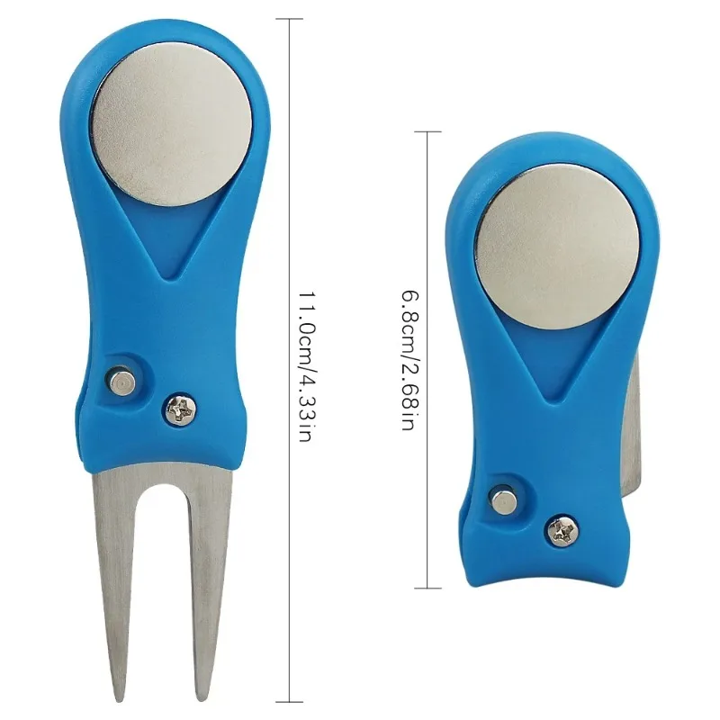 Versatile Golf Divot Tool Lightweight With Magnetic Ball Marker Head Groove Cleaner Retractable Pitchfork Black Golf Accessories