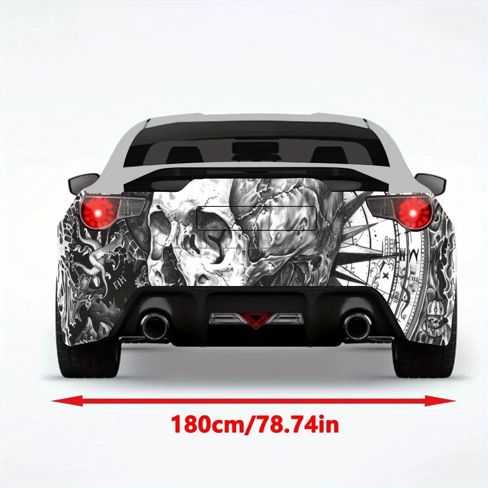 Skull And Compass Adventure Car Sticke,Vinyl Decal for Car Rear, Waterproof Self-Adhesive Vinyl Stickers for Vehicle Tail and Bu