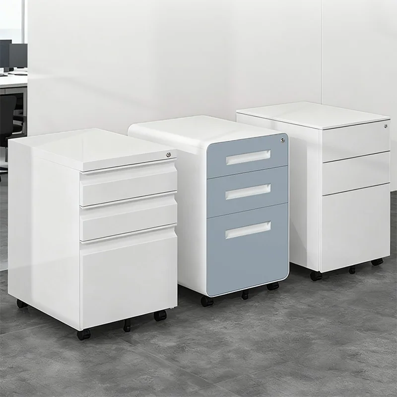 

Steel Under The Table File Cabinet Office Drawer Tin Activity Storage Home with Lock Mobile Push Cabinet.