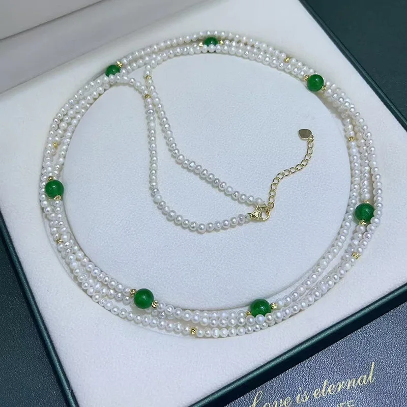 

Summer Freshness, White Pearl Paired with Green Chalcedony, Simple Matching, Creating Endless Imagination with Nearly Perfect Ro