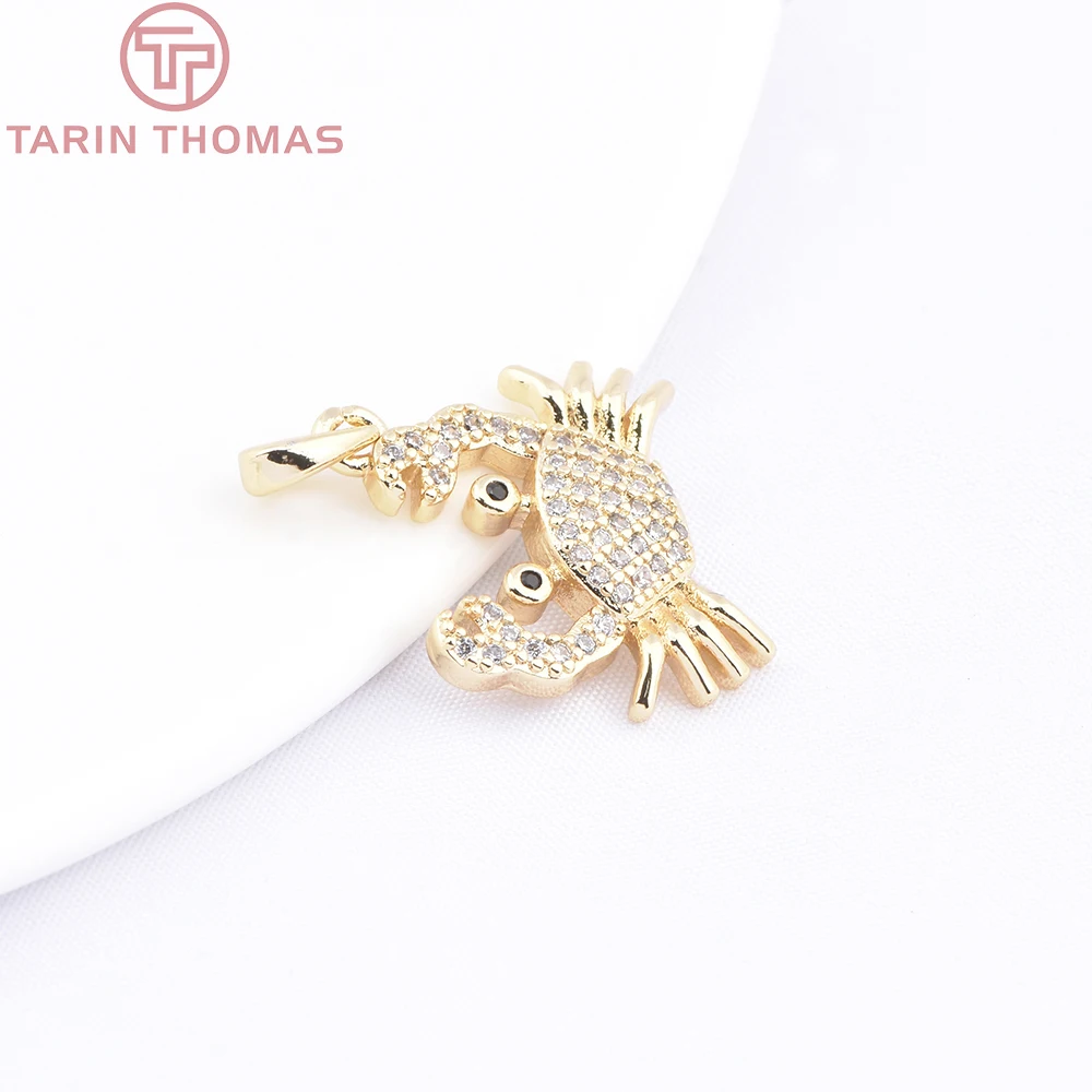 (9755) 4PCS 17x18MM 24K Gold Farbe Messing mit Zirkon Krabbenförmige Anhänger Hohe Qualität DIY schmuck Machen Erkenntnisse Zubehör – Detail 11