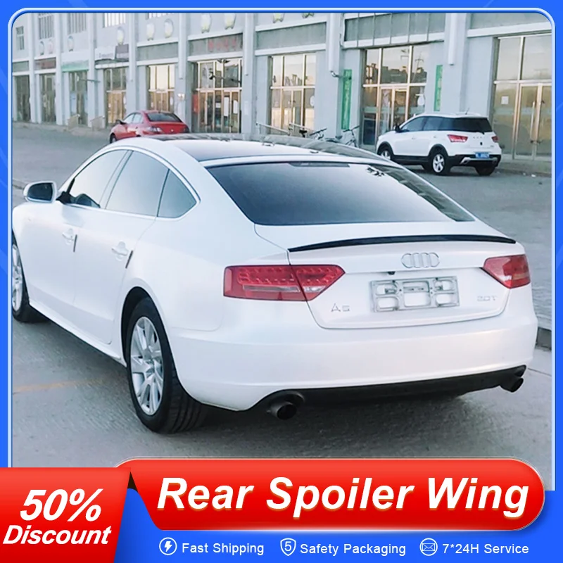 

For Audi A5 S5 B8 4 Door 2009 10 11 12 13 14 15 16 Rear Trunk Lid Ducktail Car Spoiler Wing ABS Black Carbon Exterior Accessorie
