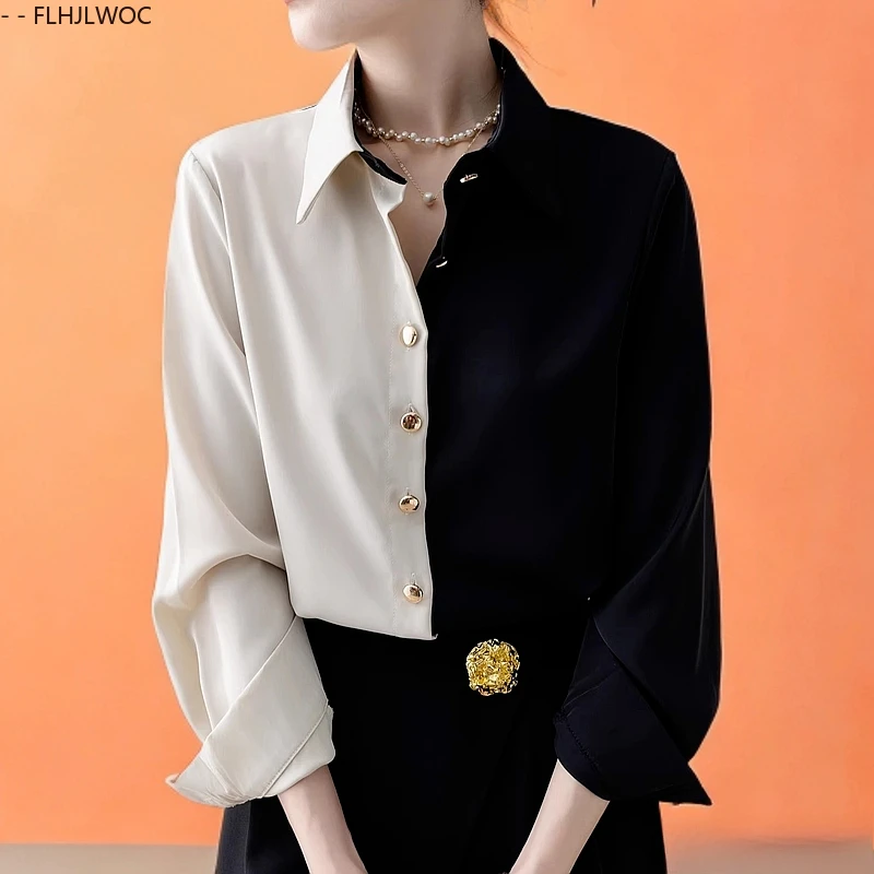 Elegante Office Lady Basic Shirts 2025, Franse stijl, ontwerp, lente, lange mouwen, mode, retro, vintage knop, borduurwerk, tops, blouse