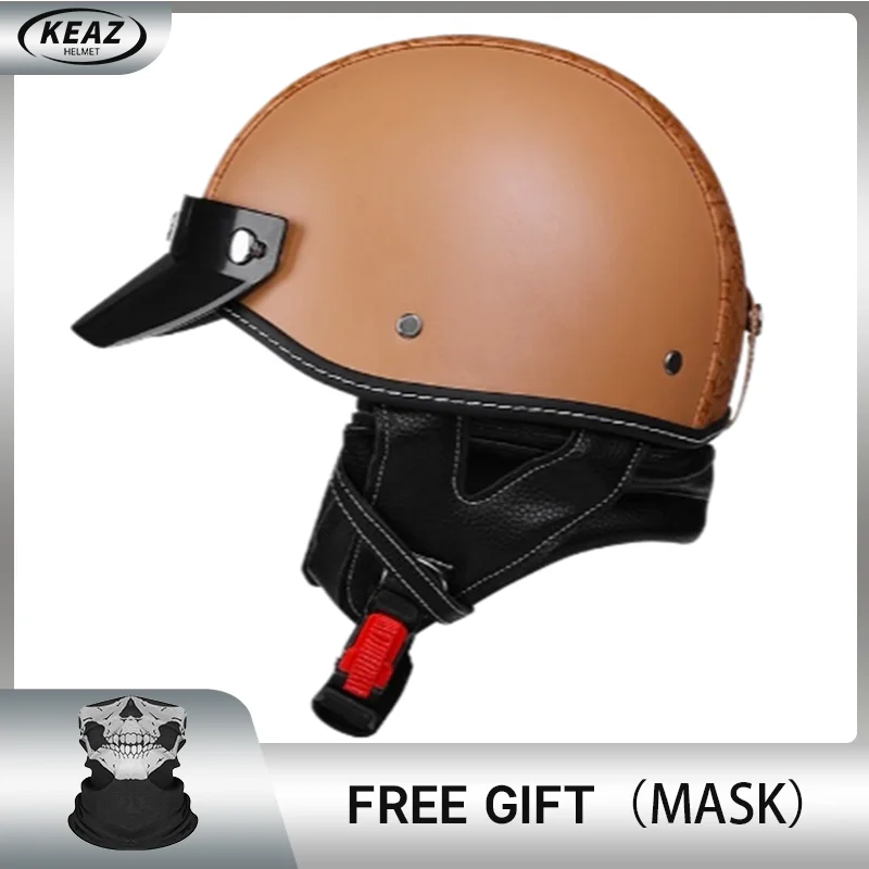 

Unique Peony Pattern Design Women Half Helmet Vintage Leather Anniversary Gift Genuine Cowhide Leather Comes Surprise for Her