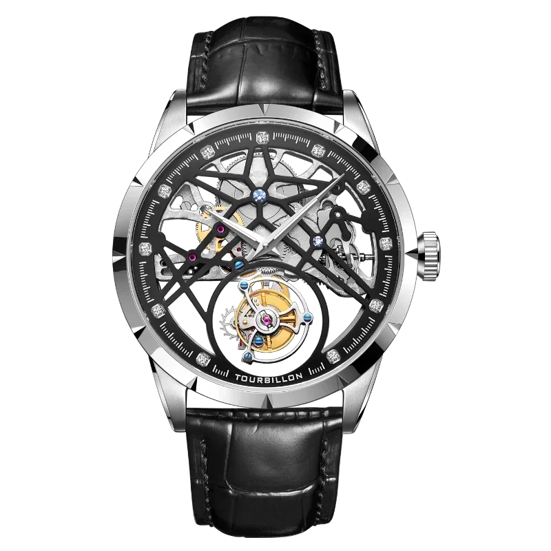 Movimiento Tourbillon de cuerda manual mecánico esqueleto de 28800 Hz/Hr adecuado para instalación de relojes Tourbillon para hombres