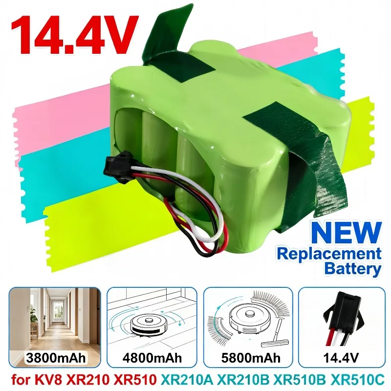 KV8 XR210 XR510 Series Sweeper Battery 14.4V Ni‑MH SC 3800‑5800mAh Replacement Vacuum Accessory