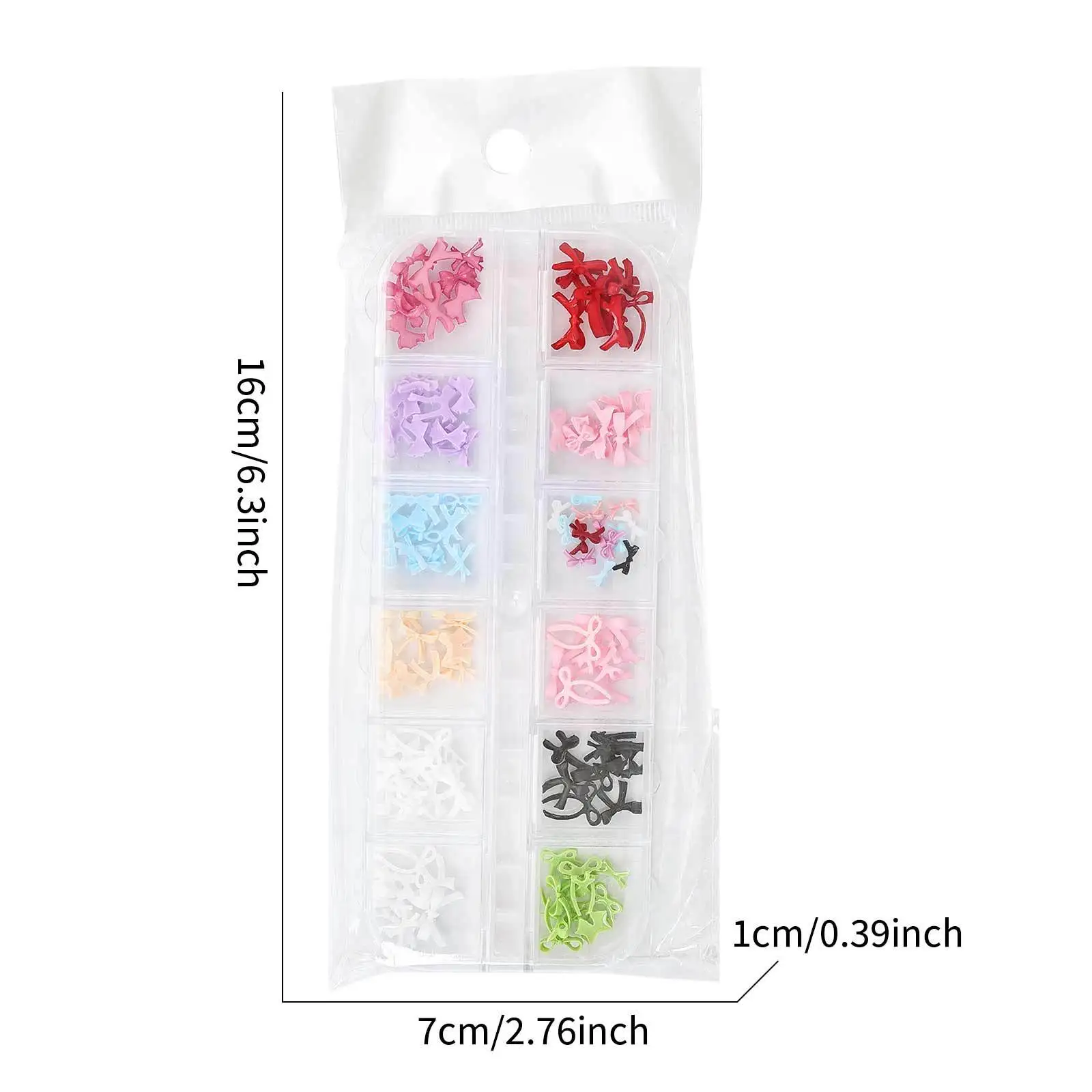 새로운 12칸 미니 블랙 핑크 리본 믹스 컬러 보타이 네일 드릴 스위트 DIY 네일 아트 액세서리 장식 매니큐어