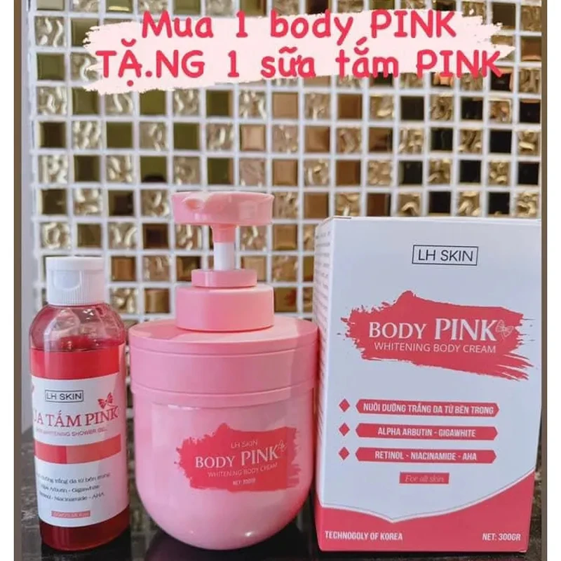 KEM BODY PINK 300g Tặng kèm 1 sữa tắm 100ml đem lại làn da trắng hồng. chống nắng và dưỡng ẩm cho da, ngăn ngừa lão hoá